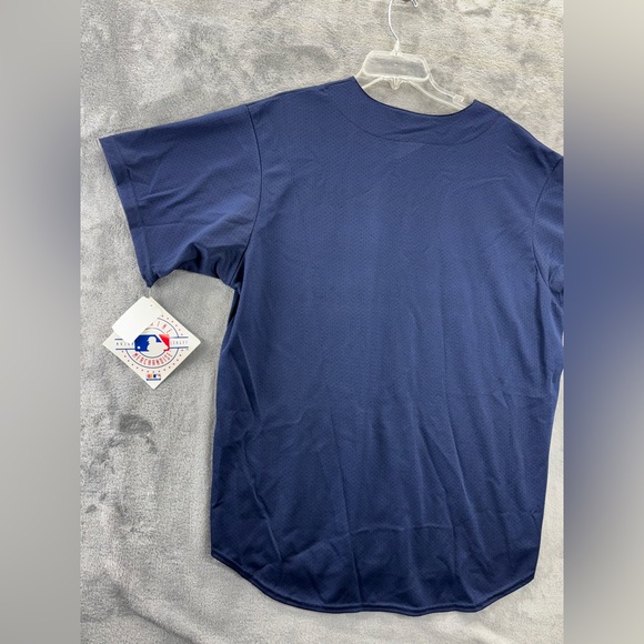 VTG NWT Atlanta Braves Majestic USA Made Jersey Adult XL Blue MLB Team Apparel - Picture 16 of 16